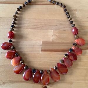 NWOT carnelian TIGER EYES GEMSTONE WOMAN HAND MADE NECKLACE​